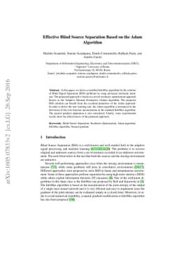 Effective Blind Source Separation Based on the Adam Algorithm
