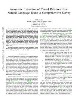 Automatic Extraction of Causal Relations from Natural Language Texts: A
  Comprehensive Survey