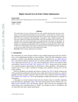 Highly-Smooth Zero-th Order Online Optimization Vianney Perchet