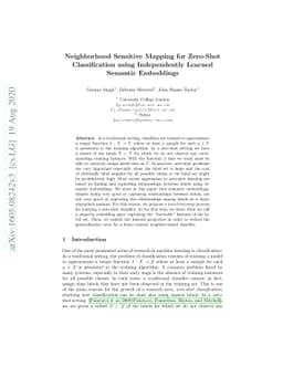 Neighborhood Sensitive Mapping for Zero-Shot Classification using
  Independently Learned Semantic Embeddings