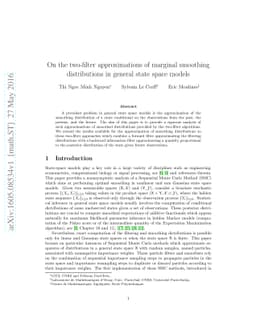 On the two-filter approximations of marginal smoothing distributions in
  general state space models
