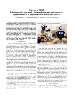 Believing in BERT: Using expressive communication to enhance trust and
  counteract operational error in physical Human-Robot Interaction