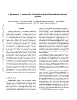 A Riemannian Framework for Statistical Analysis of Topological
  Persistence Diagrams