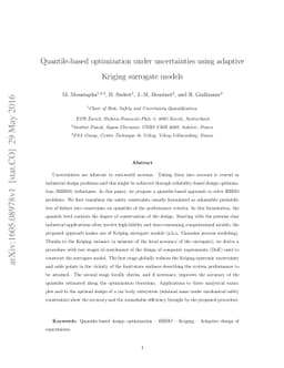 Quantile-based optimization under uncertainties using adaptive Kriging
  surrogate models