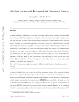 One-Pass Learning with Incremental and Decremental Features
