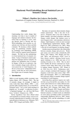 Diachronic Word Embeddings Reveal Statistical Laws of Semantic Change