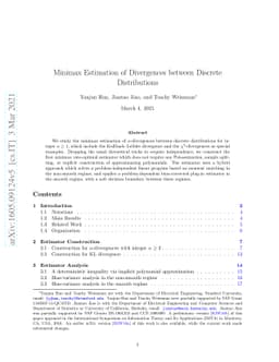 Minimax Rate-Optimal Estimation of Divergences between Discrete
  Distributions