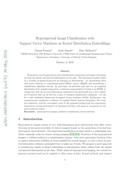 Hyperspectral Image Classification with Support Vector Machines on
  Kernel Distribution Embeddings