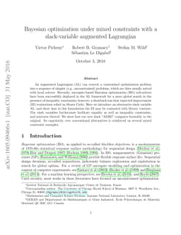 Bayesian optimization under mixed constraints with a slack-variable
  augmented Lagrangian