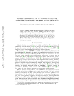 Adaptive Learning Rate via Covariance Matrix Based Preconditioning for
  Deep Neural Networks