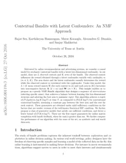 Contextual Bandits with Latent Confounders: An NMF Approach