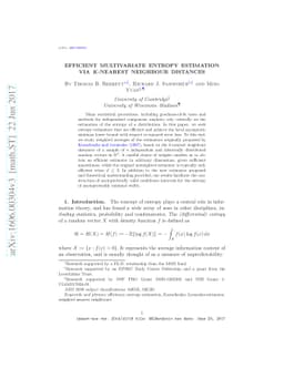 Efficient multivariate entropy estimation via $k$-nearest neighbour
  distances