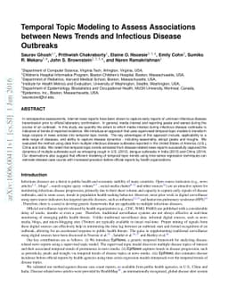 Temporal Topic Modeling to Assess Associations between News Trends and
  Infectious Disease Outbreaks