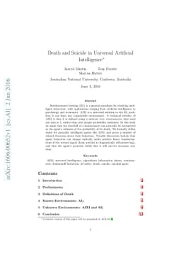 Death and Suicide in Universal Artificial Intelligence