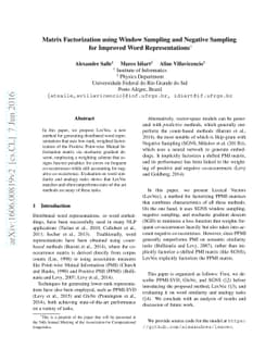 Matrix Factorization using Window Sampling and Negative Sampling for
  Improved Word Representations