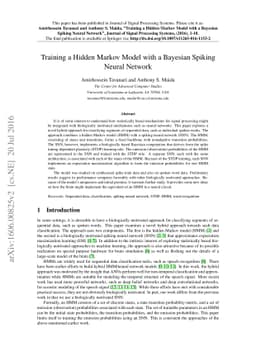 Training a Hidden Markov Model with a Bayesian Spiking Neural Network