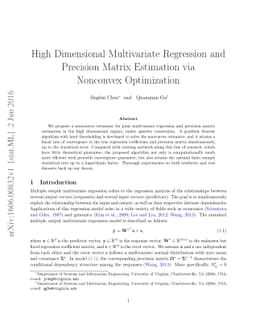 High Dimensional Multivariate Regression and Precision Matrix Estimation
  via Nonconvex Optimization