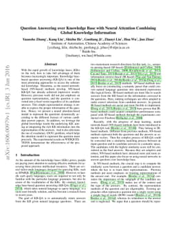 Question Answering over Knowledge Base with Neural Attention Combining
  Global Knowledge Information