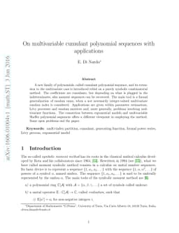 On multivariable cumulant polynomial sequences with applications
