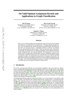 On Valid Optimal Assignment Kernels and Applications to Graph
  Classification