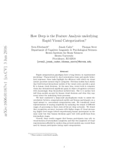 How Deep is the Feature Analysis underlying Rapid Visual Categorization?