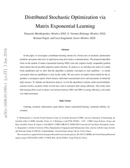 Distributed stochastic optimization via matrix exponential learning