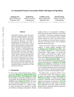 An Attentional Neural Conversation Model with Improved Specificity