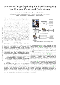 Automated Image Captioning for Rapid Prototyping and Resource
  Constrained Environments