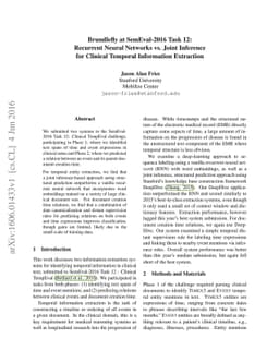 Brundlefly at SemEval-2016 Task 12: Recurrent Neural Networks vs. Joint
  Inference for Clinical Temporal Information Extraction