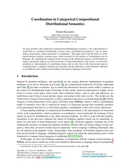 Coordination in Categorical Compositional Distributional Semantics