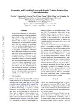Generating and Exploiting Large-scale Pseudo Training Data for Zero
  Pronoun Resolution