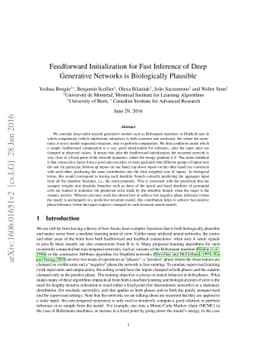 Feedforward Initialization for Fast Inference of Deep Generative
  Networks is biologically plausible
