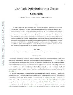 Low-rank Optimization with Convex Constraints