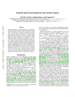 Expectile Matrix Factorization for Skewed Data Analysis