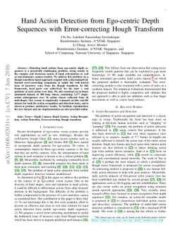 Hand Action Detection from Ego-centric Depth Sequences with
  Error-correcting Hough Transform