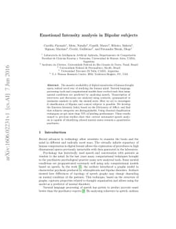 Emotional Intensity analysis in Bipolar subjects