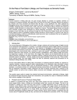 On the Place of Text Data in Lifelogs, and Text Analysis via Semantic
  Facets