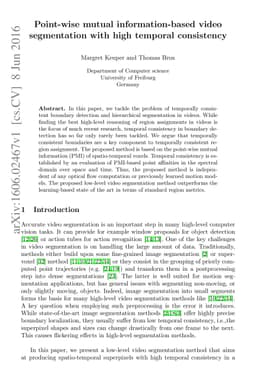 Point-wise mutual information-based video segmentation with high
  temporal consistency