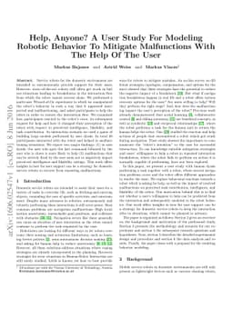 Help, Anyone? A User Study For Modeling Robotic Behavior To Mitigate
  Malfunctions With The Help Of The User