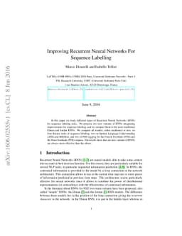 Improving Recurrent Neural Networks For Sequence Labelling