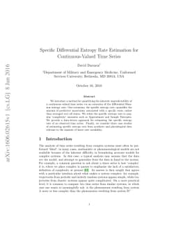Specific Differential Entropy Rate Estimation for Continuous-Valued Time
  Series