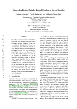 Addressing Limited Data for Textual Entailment Across Domains