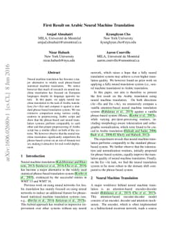 First Result on Arabic Neural Machine Translation