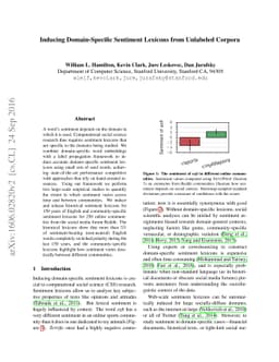 Inducing Domain-Specific Sentiment Lexicons from Unlabeled Corpora