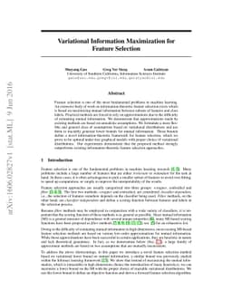 Variational Information Maximization for Feature Selection