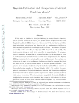 Bayesian Estimation and Comparison of Moment Condition Models