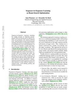 Sequence-to-Sequence Learning as Beam-Search Optimization