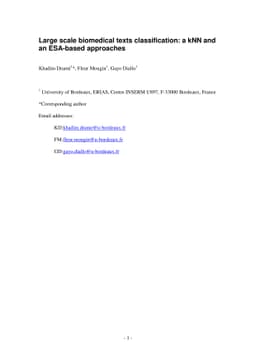 Large scale biomedical texts classification: a kNN and an ESA-based
  approaches