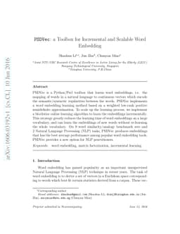 PSDVec: a Toolbox for Incremental and Scalable Word Embedding