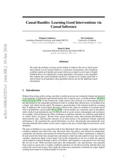 Causal Bandits: Learning Good Interventions via Causal Inference